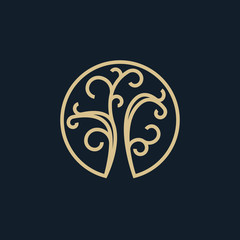 Modern abstract tree logo. Vector illustration, line design