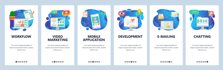Website and mobile app onboarding screens vector template