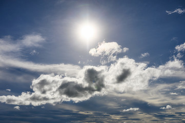 Naklejka na ściany i meble Sun on clouds in the blue sky