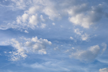 Beautiful clouds in the blue sky at sunset