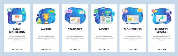 Website and mobile app onboarding screens vector template