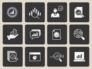 Data analysis icon set. Illustrations isolated for graphic and web design.