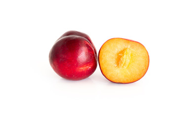 Isolated of Fresh red cherry plum on white background