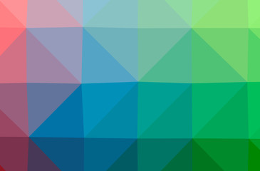 Illustration of abstract Blue, Green, Pink, Red horizontal low poly background. Beautiful polygon design pattern.