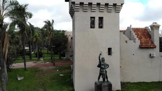 Drone Aerial Video Footage Castle Parque Rodo Montevideo Uruguay