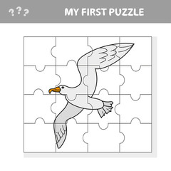 Fototapeta premium Cartoon seagull puzzle design. Vector illustration for children education