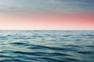 Fototapeta na wymiar Sea at sunset and at sunrise. Seascape. Narrow focus