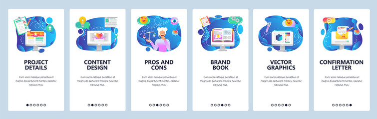 Website and mobile app onboarding screens vector template