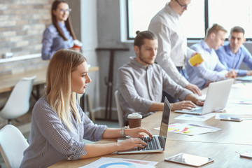 Colleagues during business meeting in office