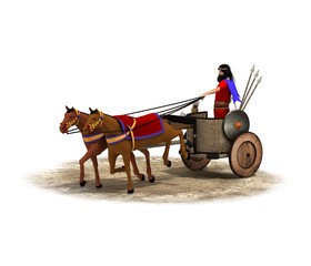 3d render, persian chariot, illustration