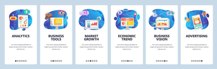 Website and mobile app onboarding screens vector template