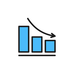 Down schedule flat color icon. Isolated on white background