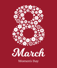 Vector Illustration, 8th of March, Happy Women's Day Greeting Card