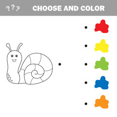 Coloring page outline of cartoon snail. Vector illustration, coloring book for kids. Educational games for kids.