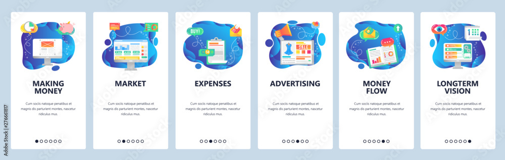 Poster Website and mobile app onboarding screens vector template
