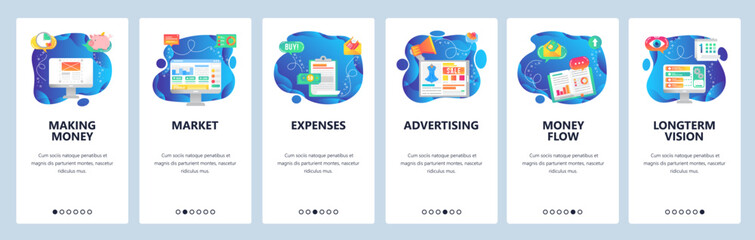 Website and mobile app onboarding screens vector template