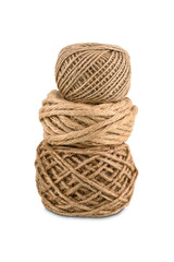 hemp rope winded is a ball isolated on white background