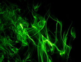 Green smoke on black background