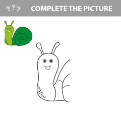 Coloring page outline of cartoon snail. Vector illustration, coloring book for kids. Educational games for kids.