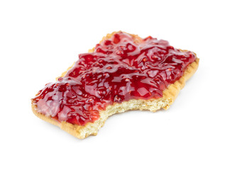 Cookies with raspberry jam isolated on white background.