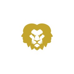 Lion head logo, silhouette of a human face