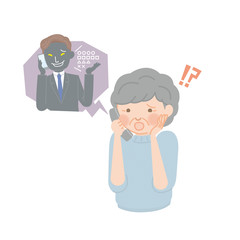 詐欺の電話で焦るシニア女性
