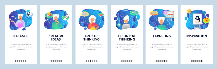 Website and mobile app onboarding screens vector template