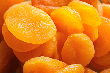 Tasty dried apricots, closeup view