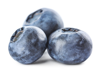 Ripe blueberry on white background
