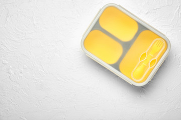 Empty school lunch box on white background