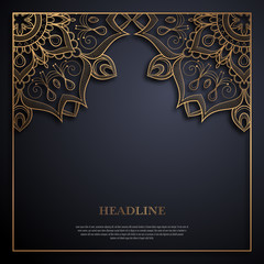 Gold and black greeting card template in retro style. Great design for any purposes: invitation, flyer, menu, brochure or leaflet
