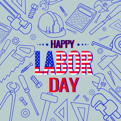 American labor day sign with line art item vector