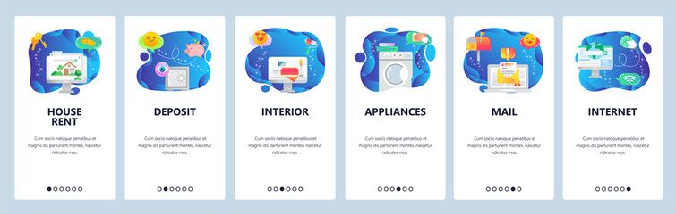 Website and mobile app onboarding screens vector template