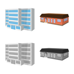 Vector design of facade and housing symbol. Collection of facade and infrastructure stock symbol for web.