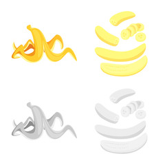 Vector design of natural and vegetarian logo. Collection of natural and eating vector icon for stock.