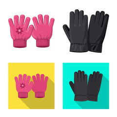 Vector design of glove and winter sign. Collection of glove and equipment vector icon for stock.
