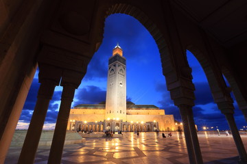 Hassan II Mosque during the twilight in Casablanca, Morocco - 276668652