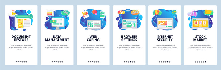 Website and mobile app onboarding screens vector template