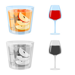 Isolated object of liquor and restaurant icon. Collection of liquor and ingredient stock vector illustration.