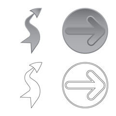 Vector design of element and arrow symbol. Set of element and direction stock vector illustration.