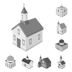 Vector design of landmark and clergy sign. Collection of landmark and religion stock symbol for web.