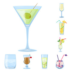 Vector design of cocktail and drink logo. Collection of cocktail and ice stock vector illustration.