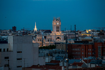 Madrid skyline during the evening