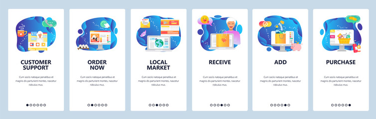 Website and mobile app onboarding screens vector template