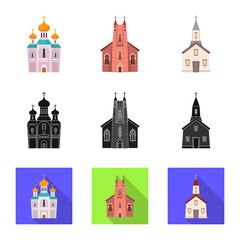 Fototapeta premium Vector design of cult and temple symbol. Set of cult and parish stock vector illustration.