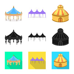 Vector illustration of roof and folding symbol. Set of roof and architecture stock vector illustration.