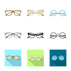 Isolated object of glasses and frame logo. Collection of glasses and accessory stock vector illustration.