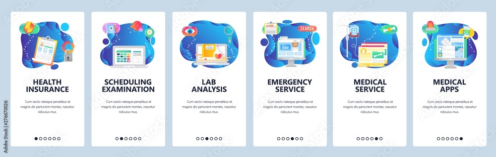 Aufkleber website and mobile app onboarding screens vector template