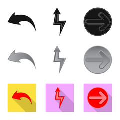 Vector design of element and arrow icon. Collection of element and direction vector icon for stock.