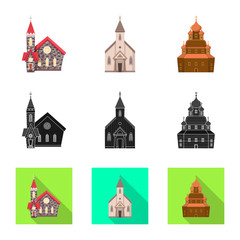 Isolated object of cult and temple icon. Collection of cult and parish stock vector illustration.